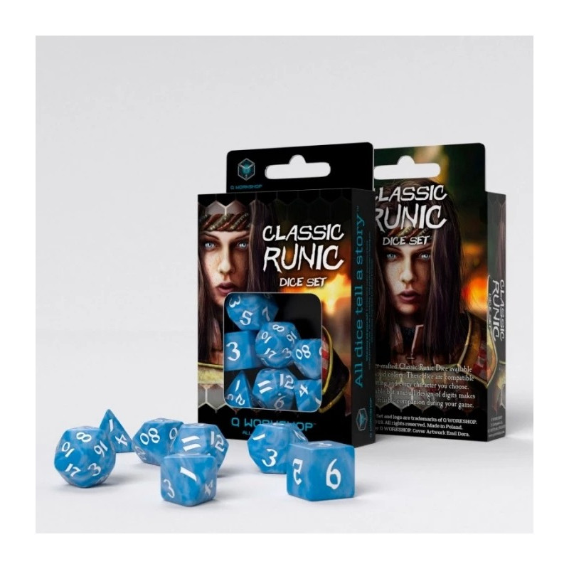 Dados Classic Runic Azul & Blanco  7 unidades 