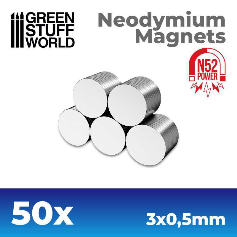 Neodymium Magnets 3x0'5mm - 50 units  N52 