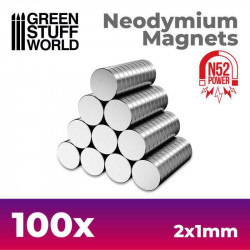 Imanes Neodimio 2x1mm - 100 unidades  N52 