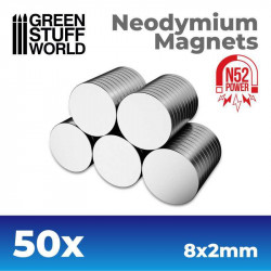Imanes Neodimio 8x2mm - 50 unidades  N52 