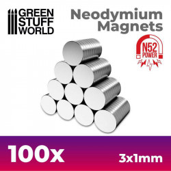 Imanes Neodimio 3x1mm - 100 unidades  N52 