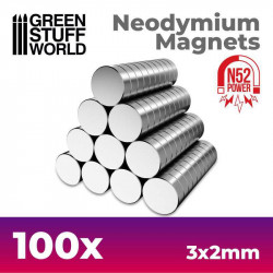 Imanes Neodimio 3x2mm - 100 unidades  N52 