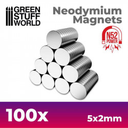 Imanes Neodimio 5x2mm - 100 unidades  N52 