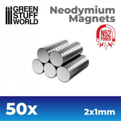 Imanes Neodimio 2x1mm - 50 unidades  N52 