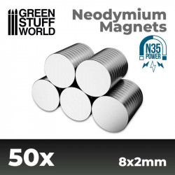 Imanes Neodimio 8x2mm - 50 unidades  N35 